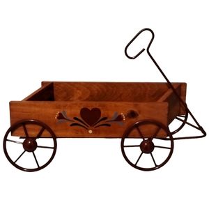 Vintage Wood Wheel Wagon Wall Hanging Planter